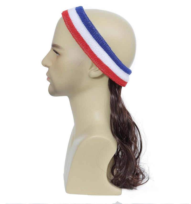 Traqur Store 80s Style Mullet Wig, Funny Costume Headband with Mullet Wig, One Size, Adjustable Costume Accessory for Adults (Medium Brown) - Image 1